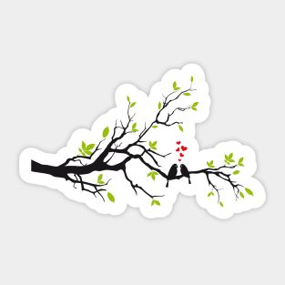 Birds in love on spring tree, wedding tree Sticker